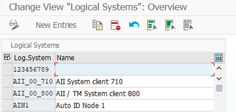 Logical systems in Transaction BD54 Logical systems in Transaction BD54