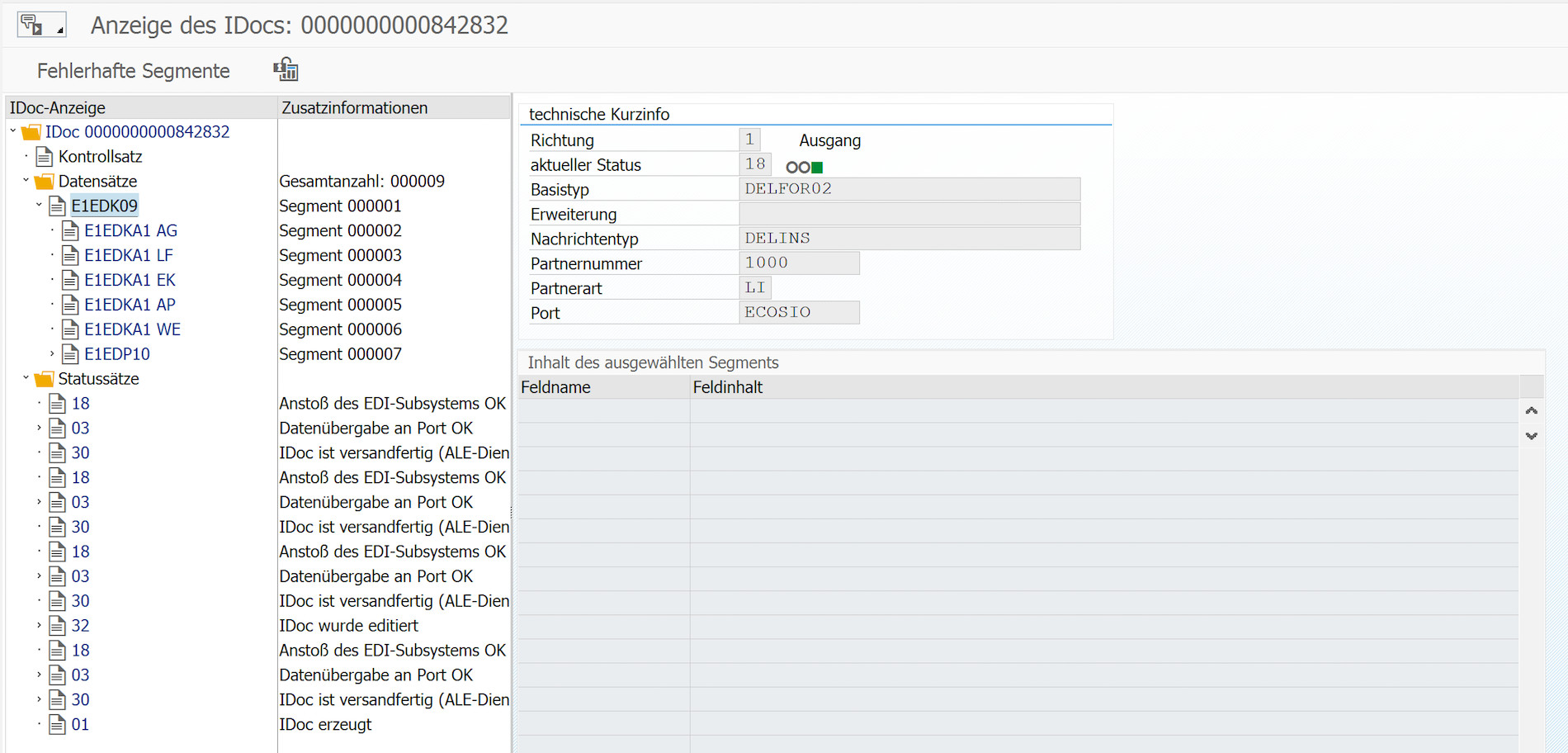 Detailed View of an IDoc Detailed View of an IDoc
