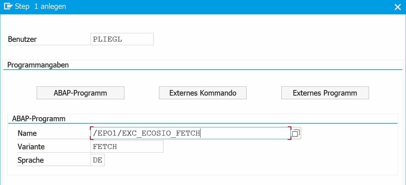 SAP Job - Prozessschritt SAP Job - Prozessschritt