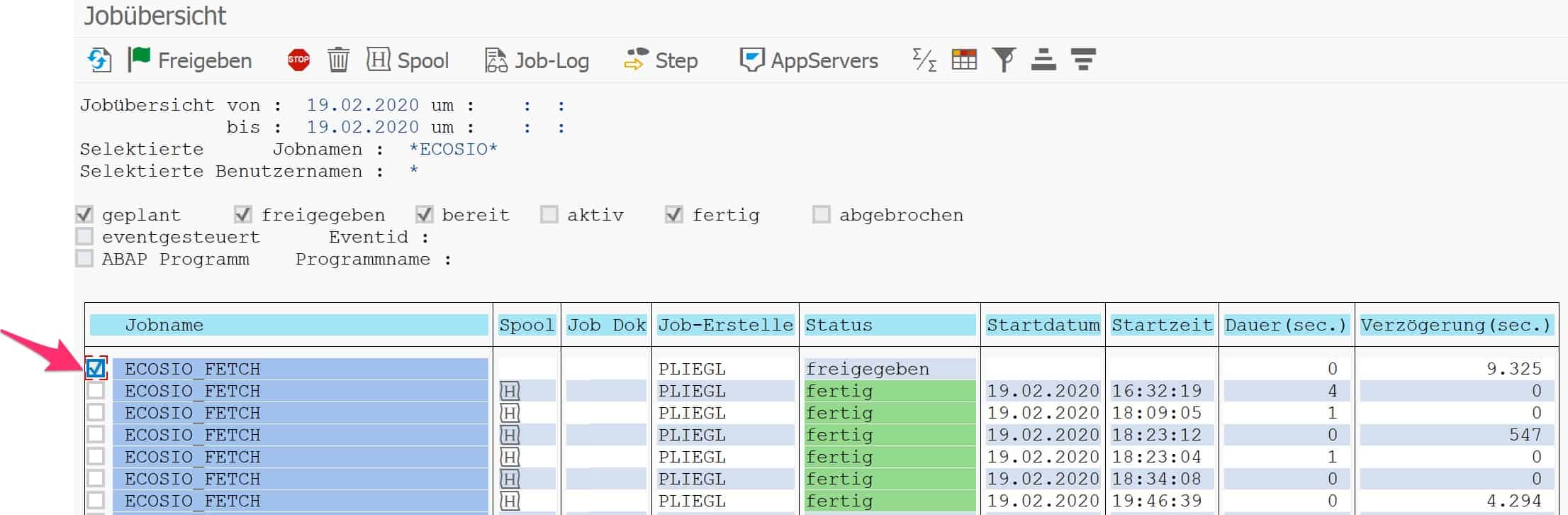 SAP Job Übersicht SAP Job Übersicht