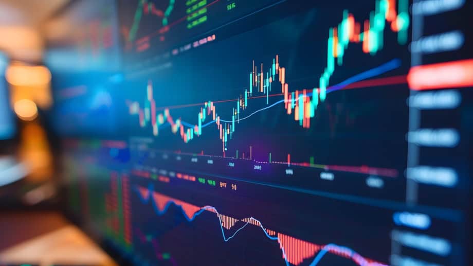 Stock market chart on screen
