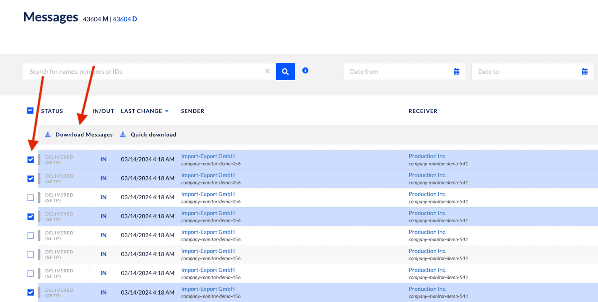Downloading messages