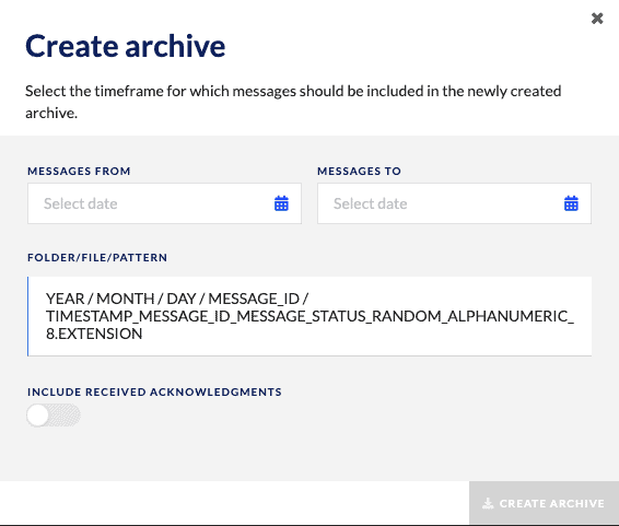 The ecosio.monitor offers the ability to create custom archives