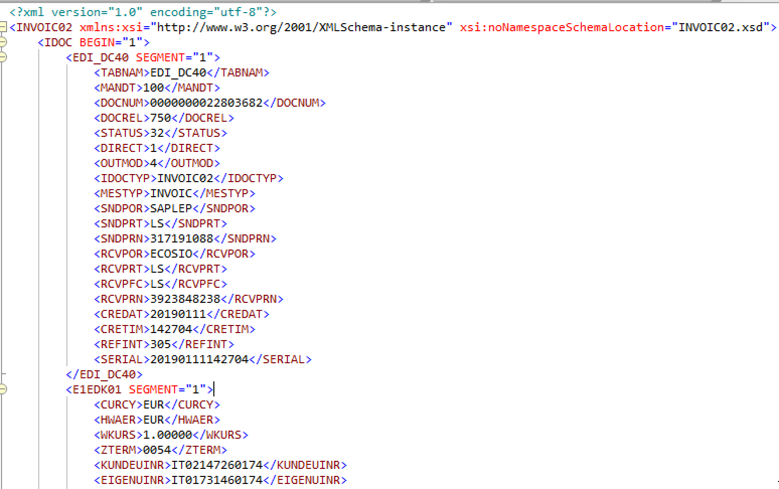 INVOIC02 Data Example INVOIC02 Data Example