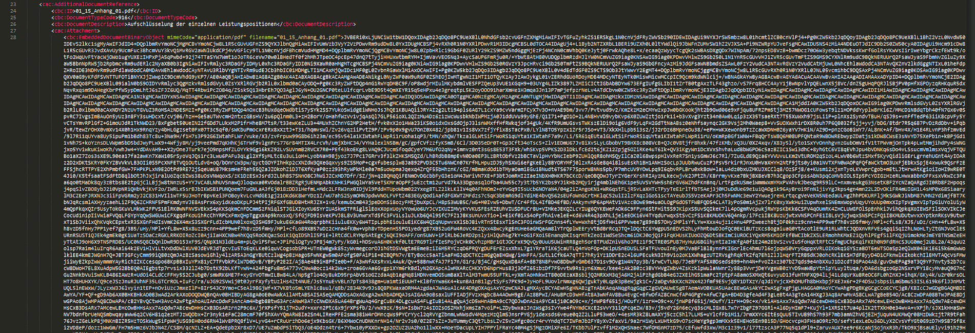 Extract of a Base64-encoded Attachment in UBL Extract of a Base64-encoded Attachment in UBL